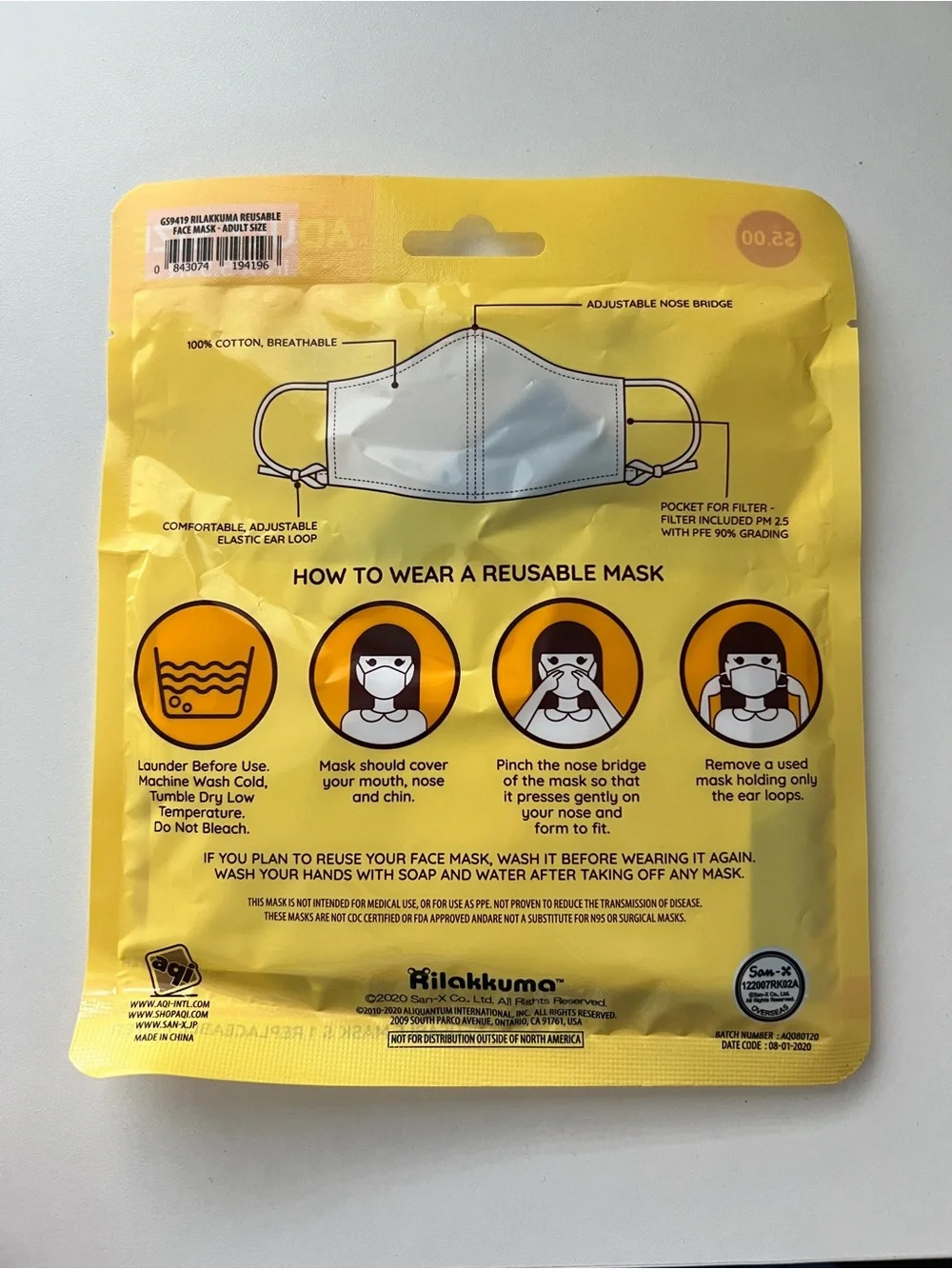 Rilakkuma Face Mask Pack - Blue & Black
